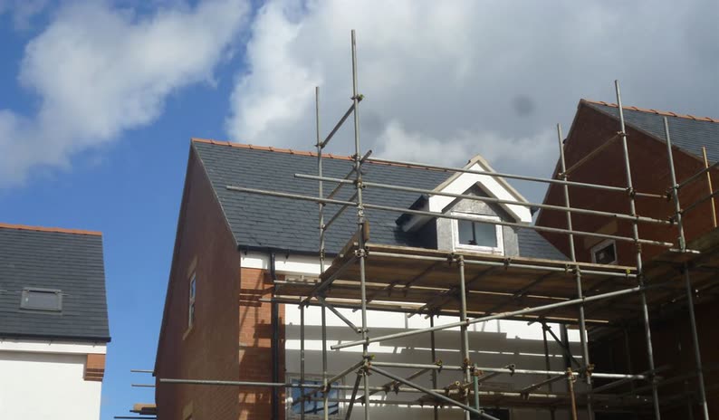 Roofing and building works on the Bridge Street redevelopment, Wrexham